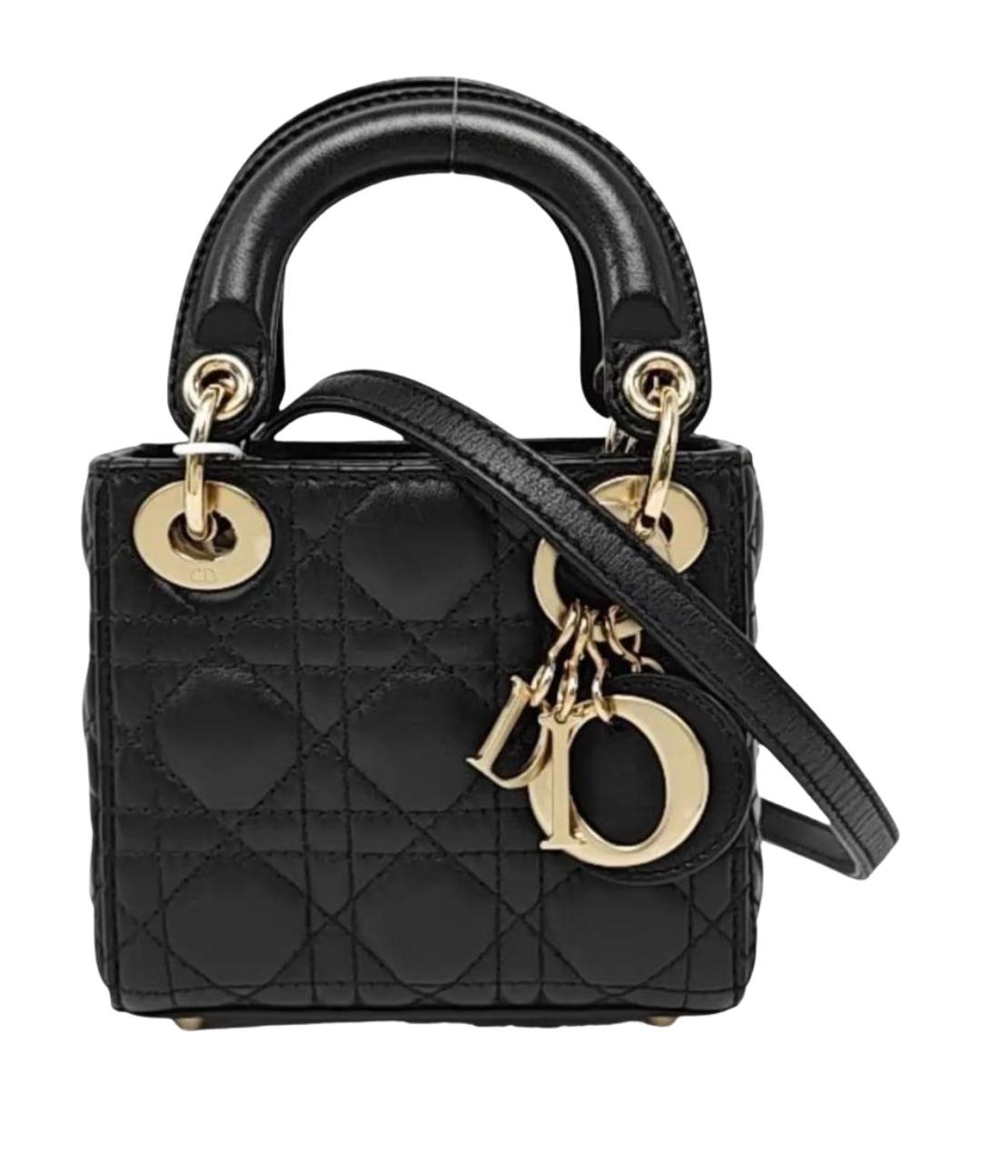 CHRISTIAN DIOR Черная кожаная сумка через плечо, фото 1