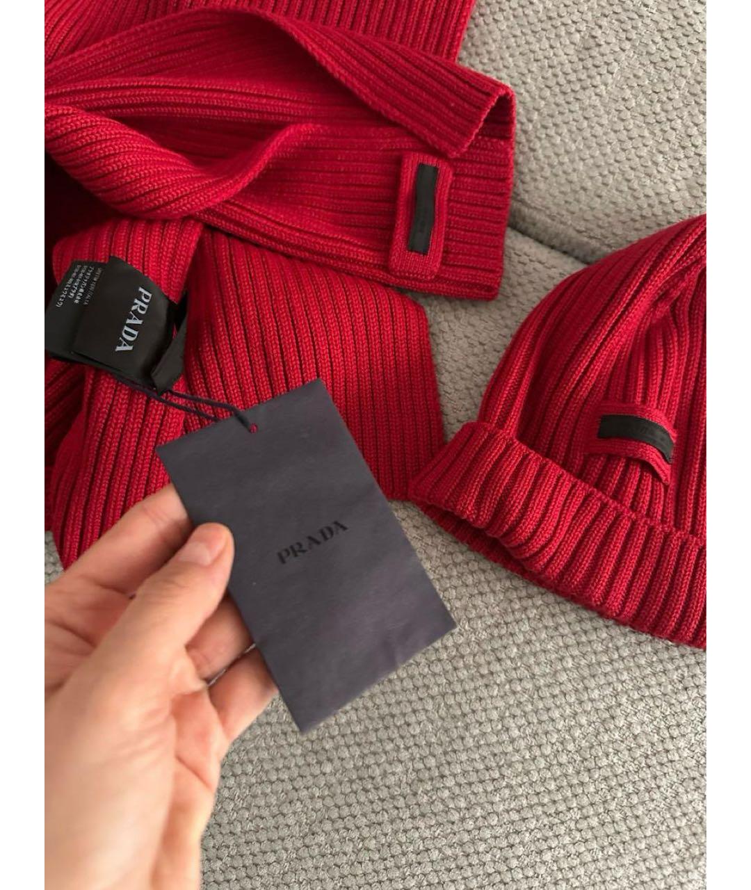 PRADA Красная шерстяная шапка, фото 3