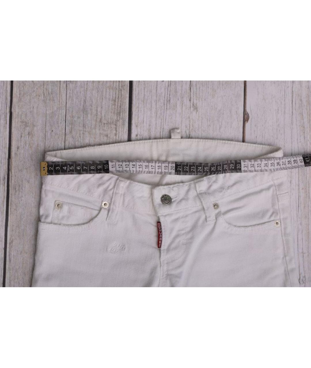 DSQUARED2 Белые хлопковые джинсы слим, фото 5