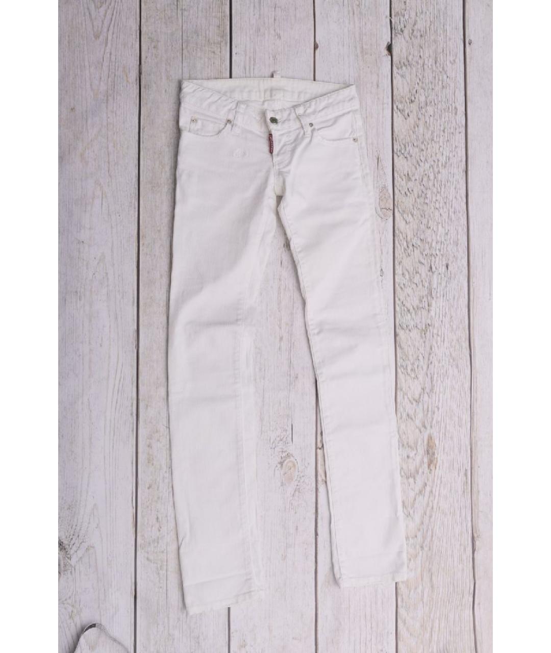 DSQUARED2 Белые хлопковые джинсы слим, фото 10