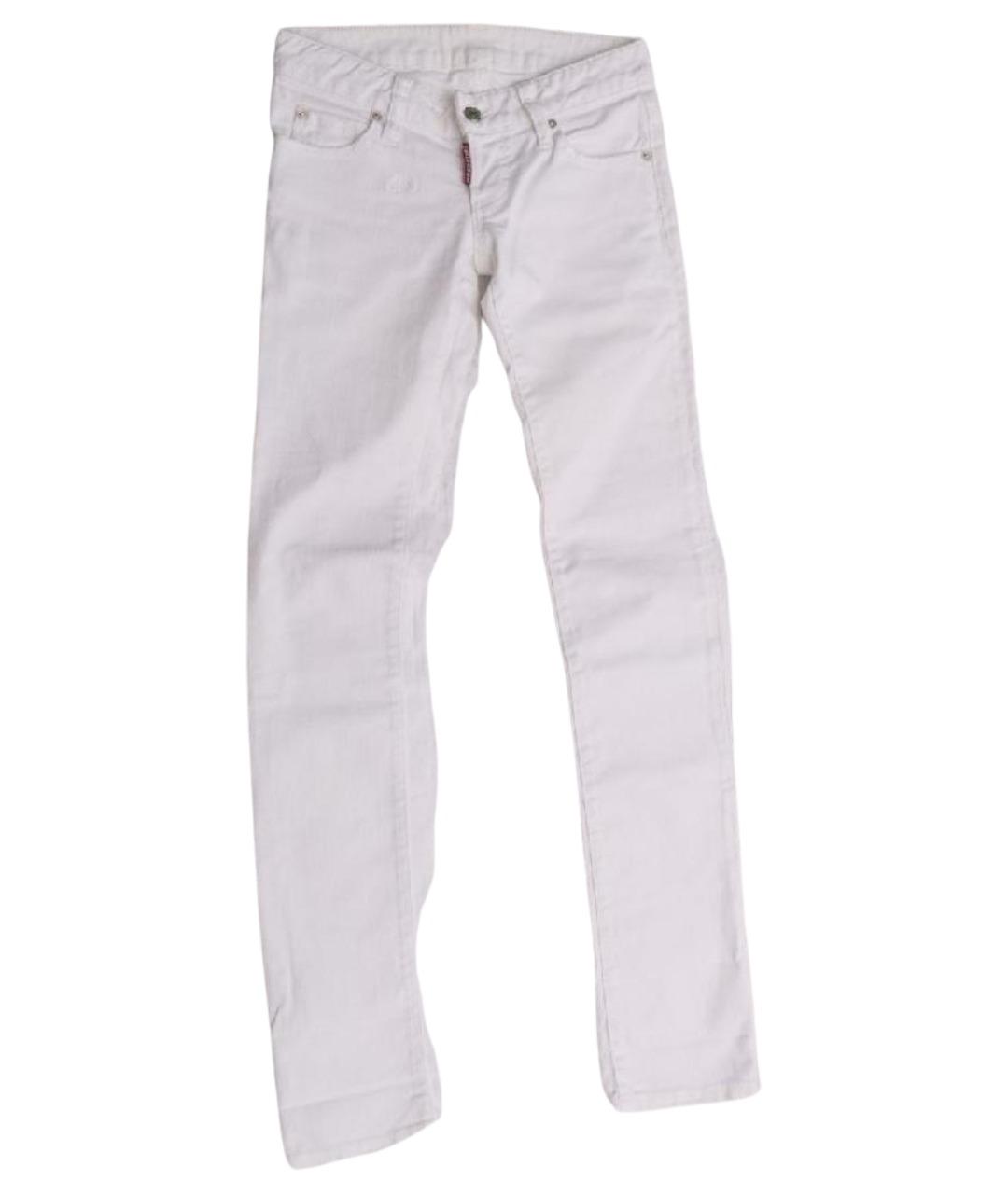 DSQUARED2 Белые хлопковые джинсы слим, фото 1