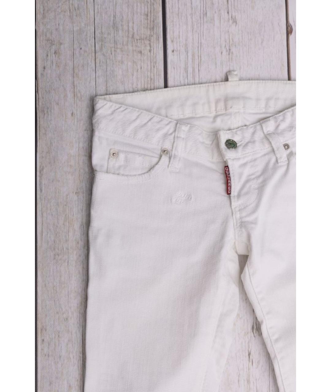 DSQUARED2 Белые хлопковые джинсы слим, фото 4