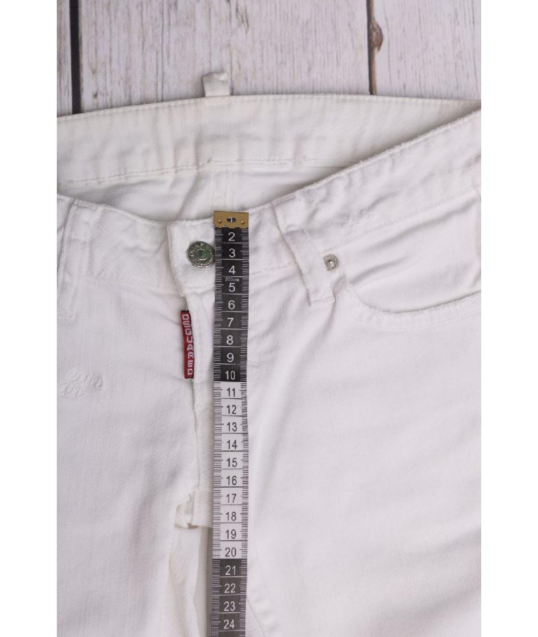 DSQUARED2 Белые хлопковые джинсы слим, фото 8