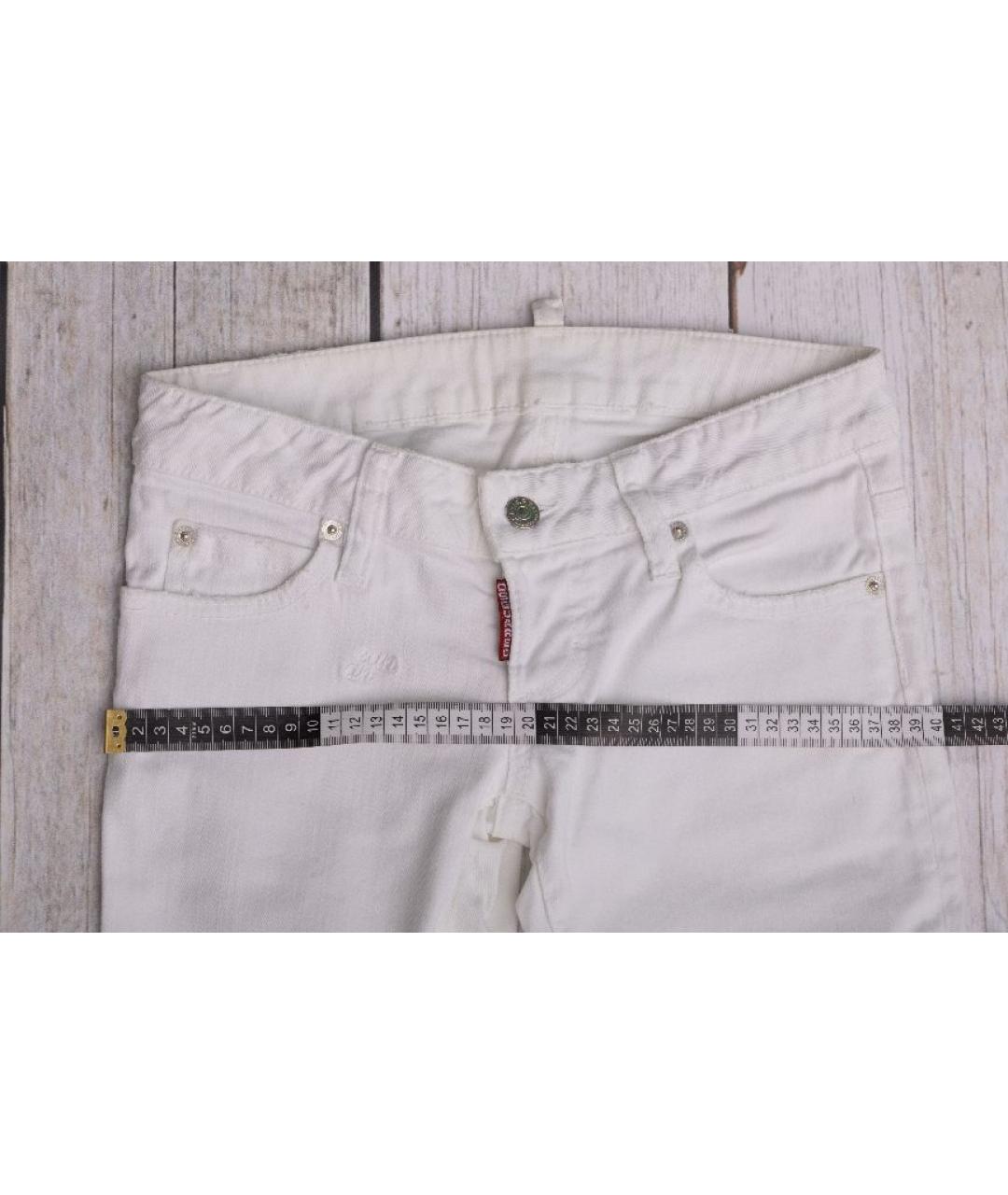 DSQUARED2 Белые хлопковые джинсы слим, фото 6