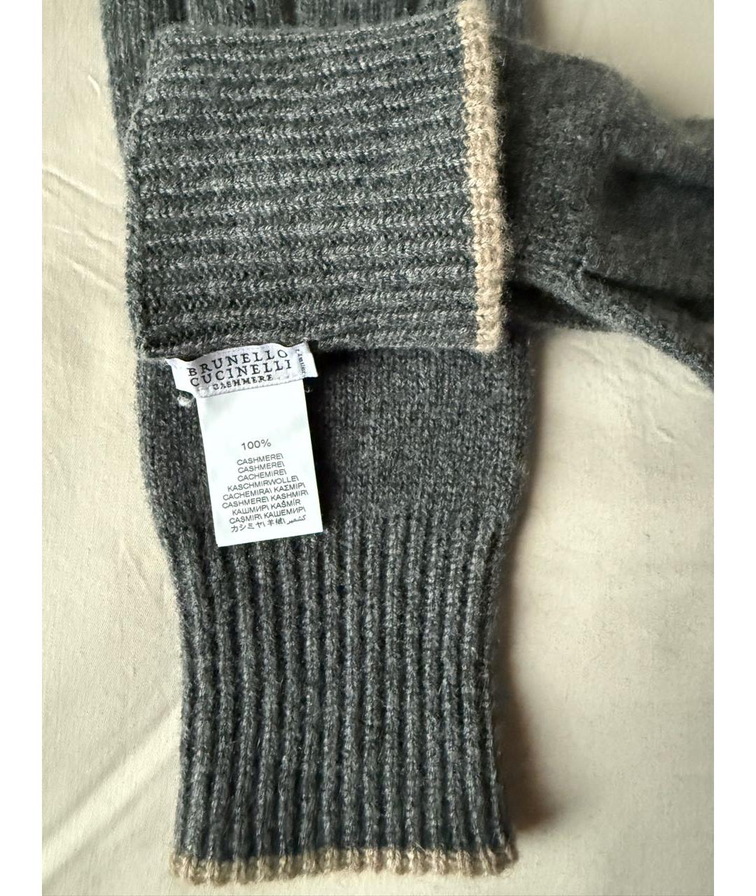BRUNELLO CUCINELLI Серые кашемировые перчатки, фото 4