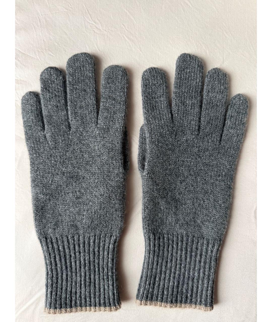 BRUNELLO CUCINELLI Серые кашемировые перчатки, фото 8