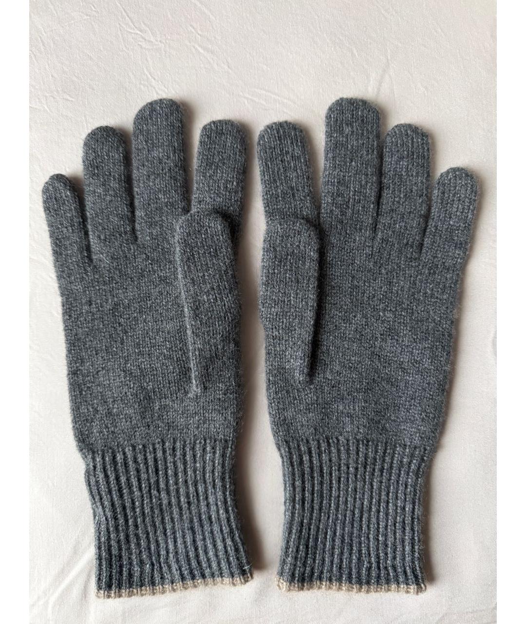 BRUNELLO CUCINELLI Серые кашемировые перчатки, фото 2