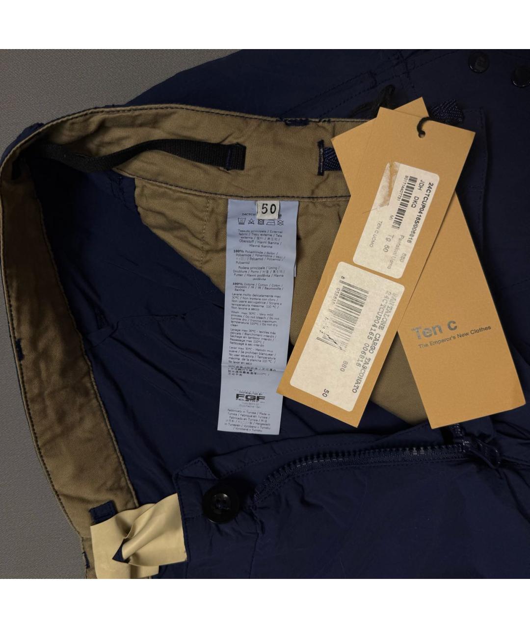 TEN C Темно-синие хлопковые повседневные брюки, фото 6