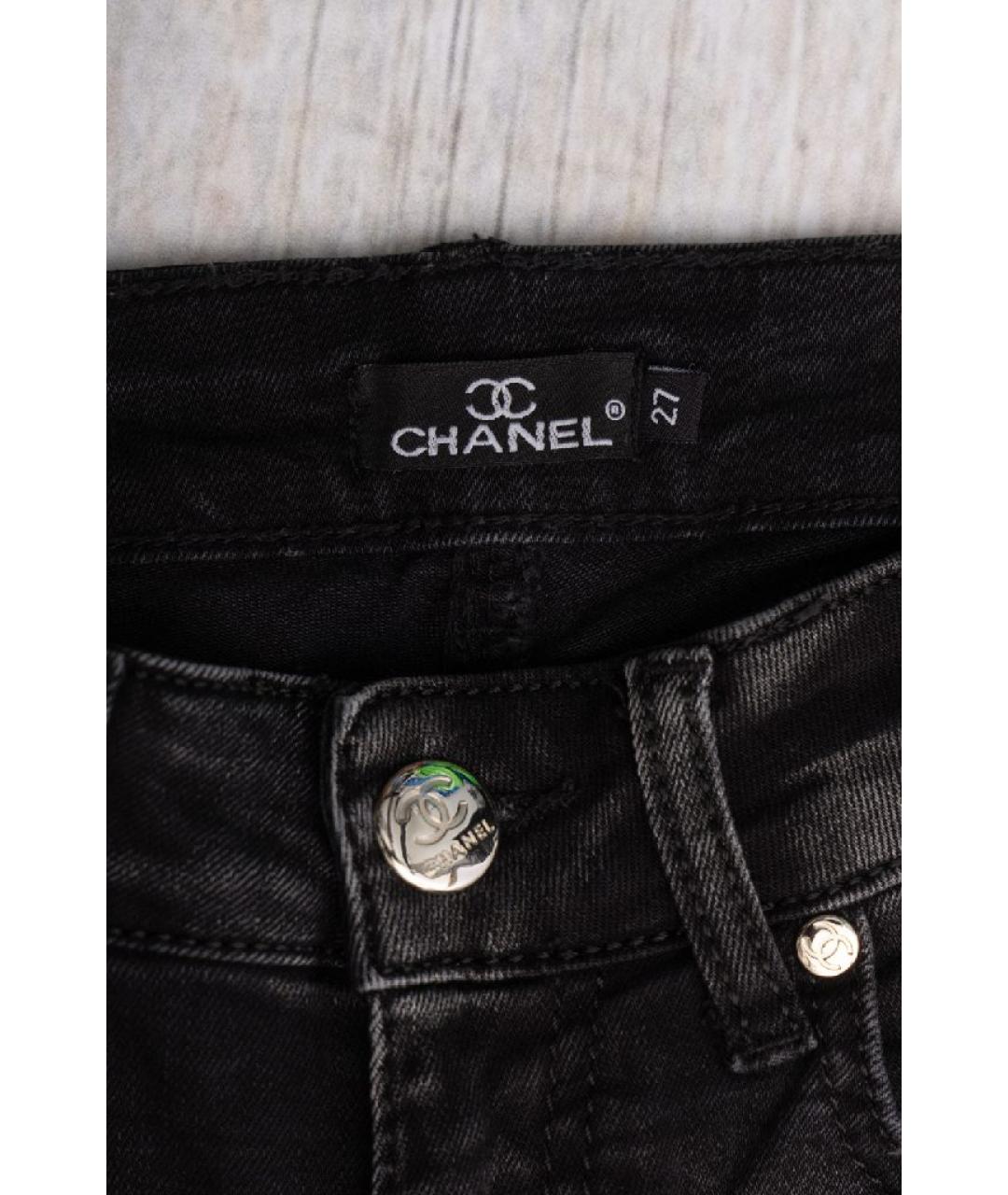 CHANEL Черные хлопковые джинсы слим, фото 4