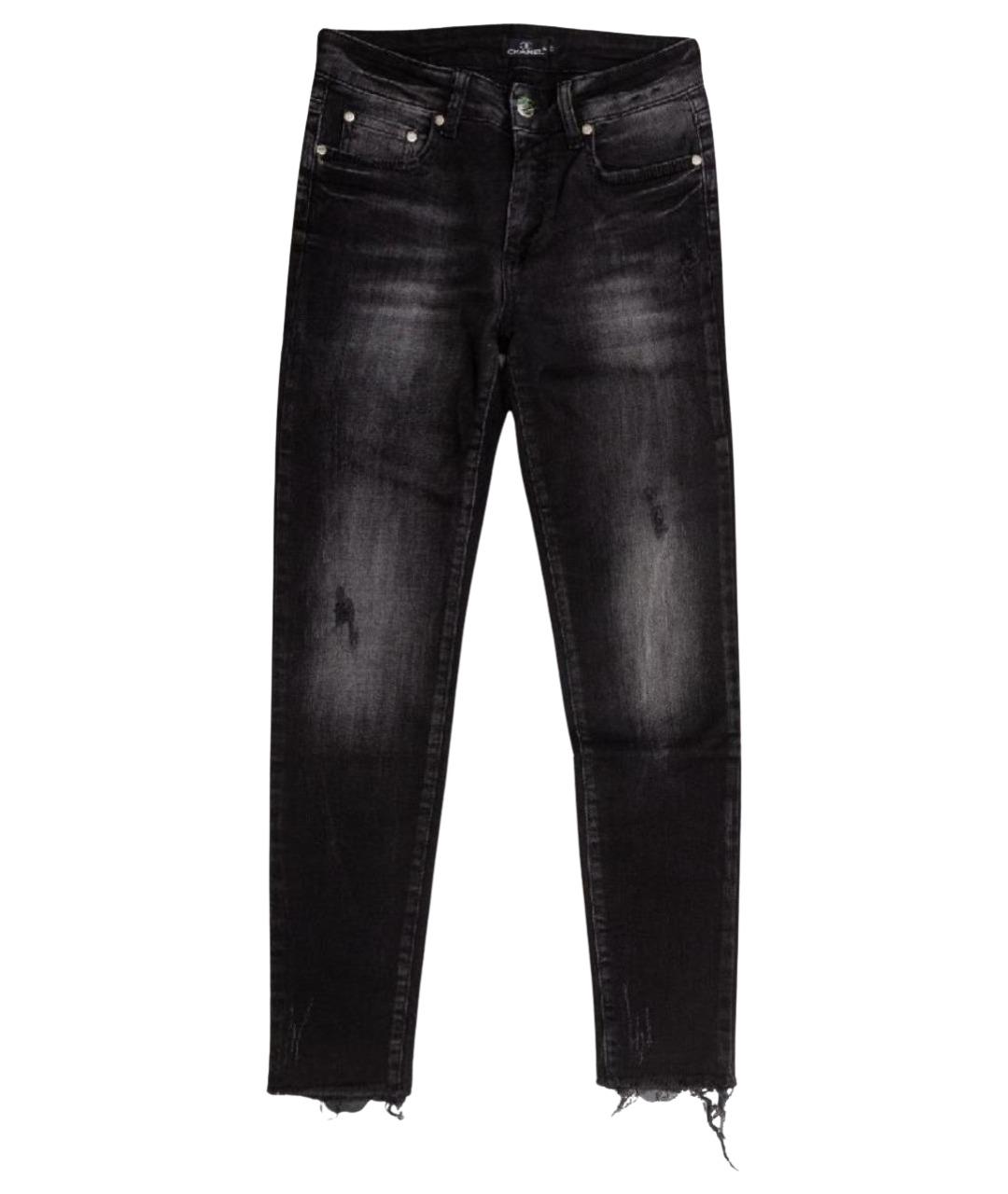 CHANEL Черные хлопковые джинсы слим, фото 1