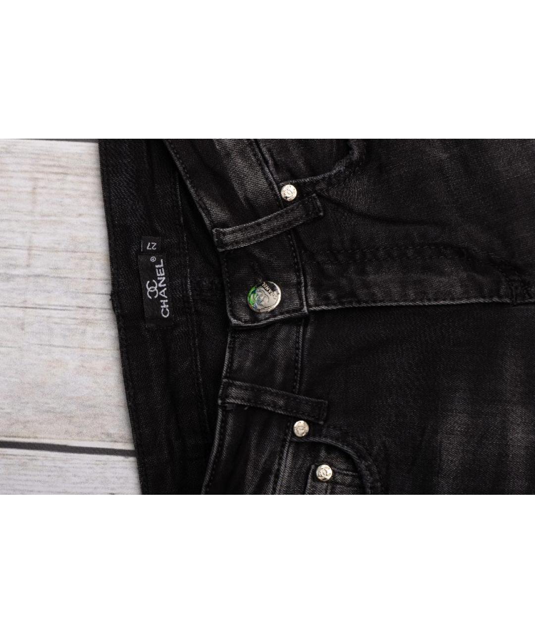 CHANEL Черные хлопковые джинсы слим, фото 3