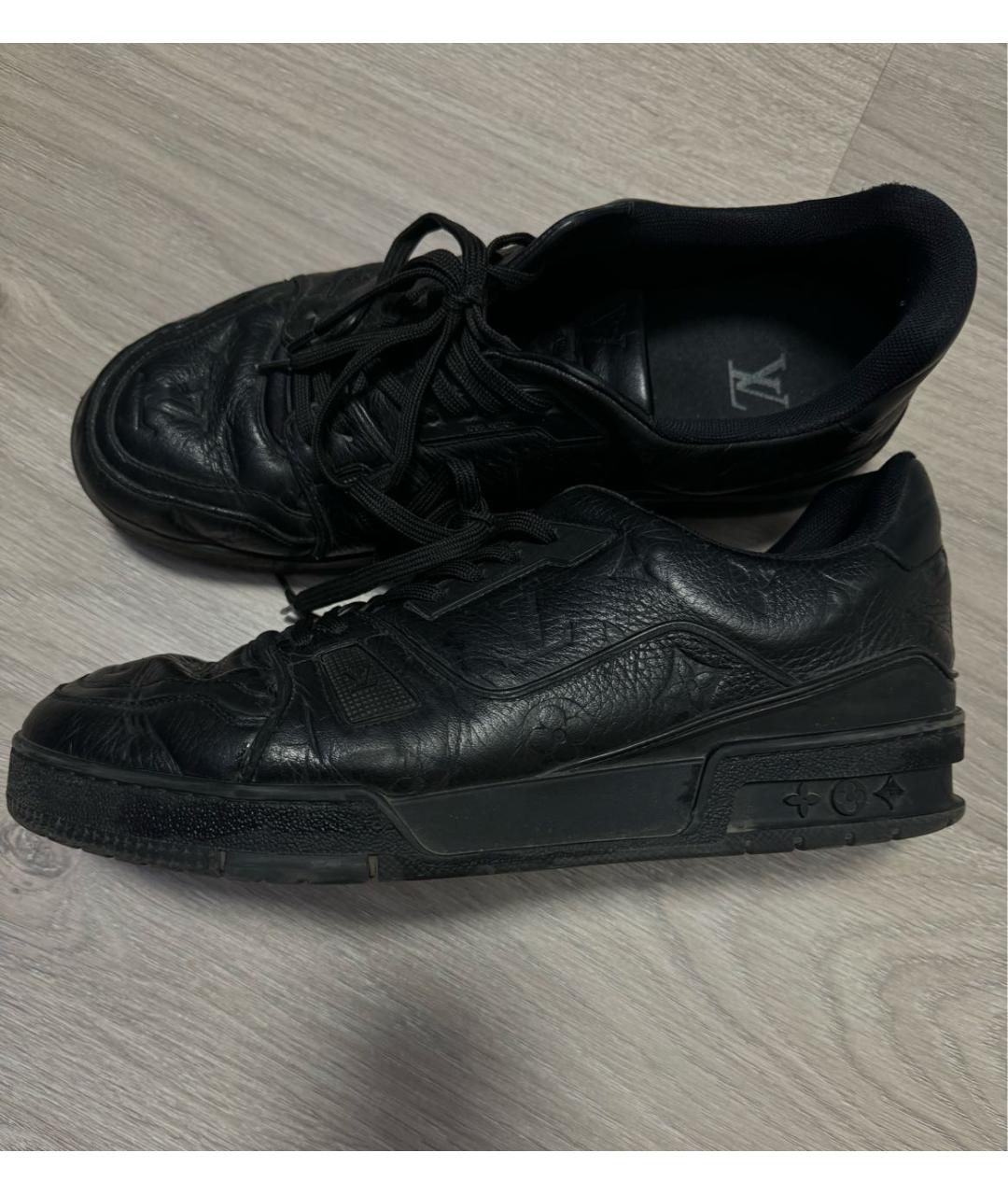 LOUIS VUITTON Черные кожаные низкие кроссовки / кеды, фото 5