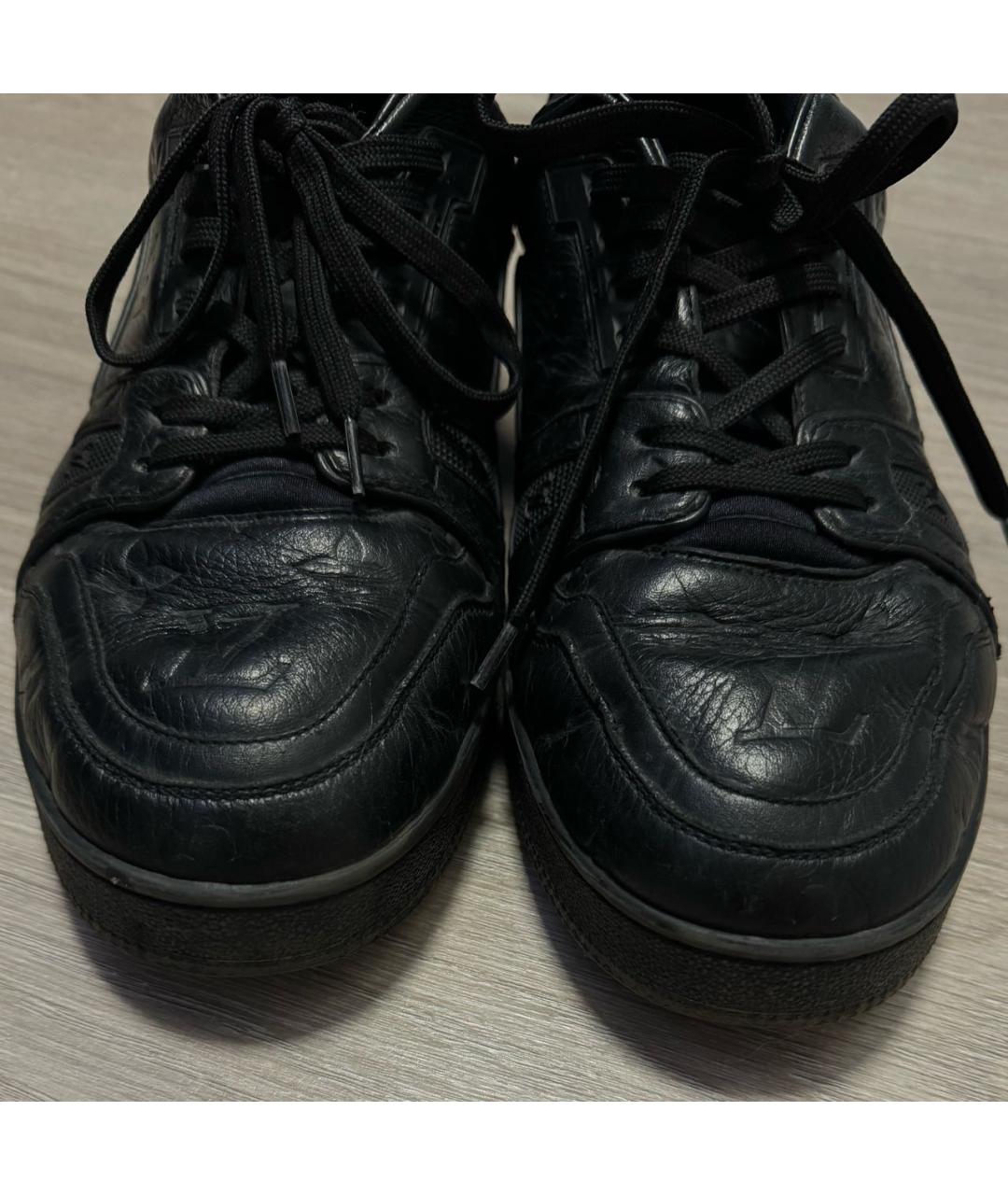 LOUIS VUITTON Черные кожаные низкие кроссовки / кеды, фото 3