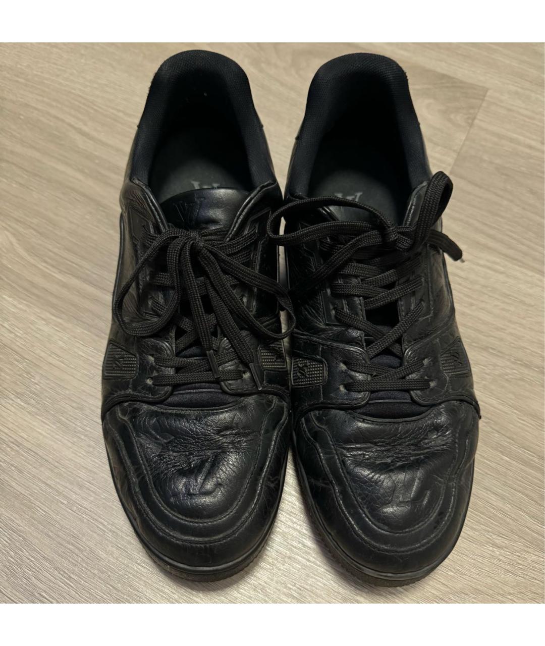 LOUIS VUITTON Черные кожаные низкие кроссовки / кеды, фото 2
