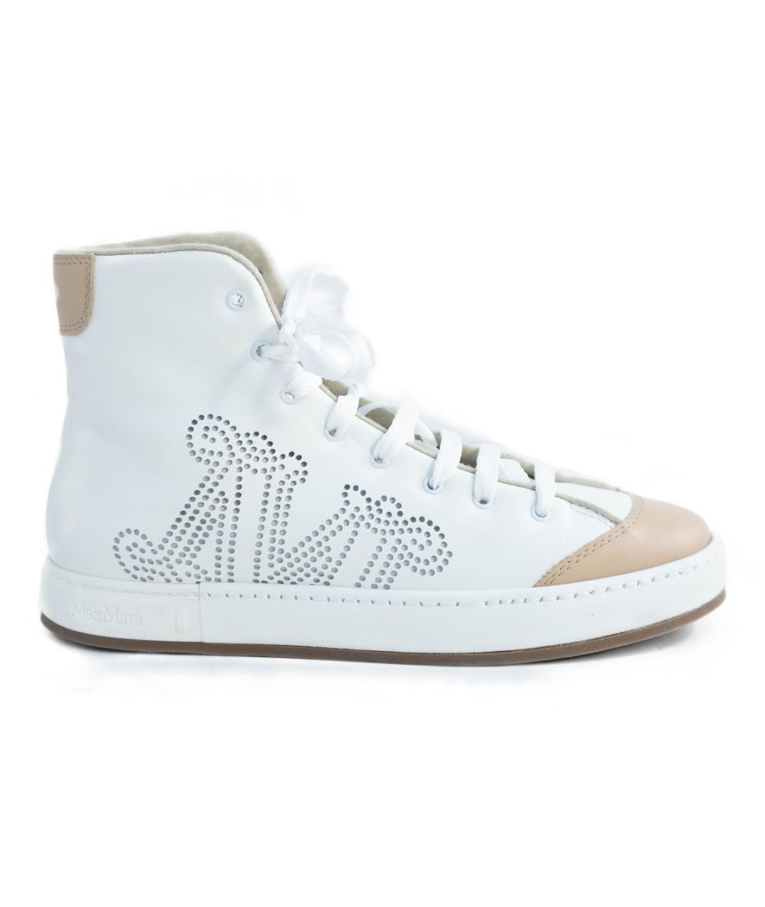 MAX MARA Белые кожаные кеды, фото 1