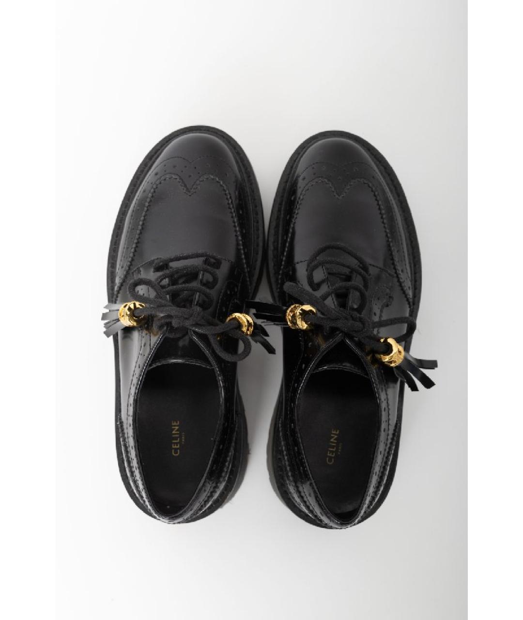 CELINE Черные кожаные брогги и оксфорды, фото 3