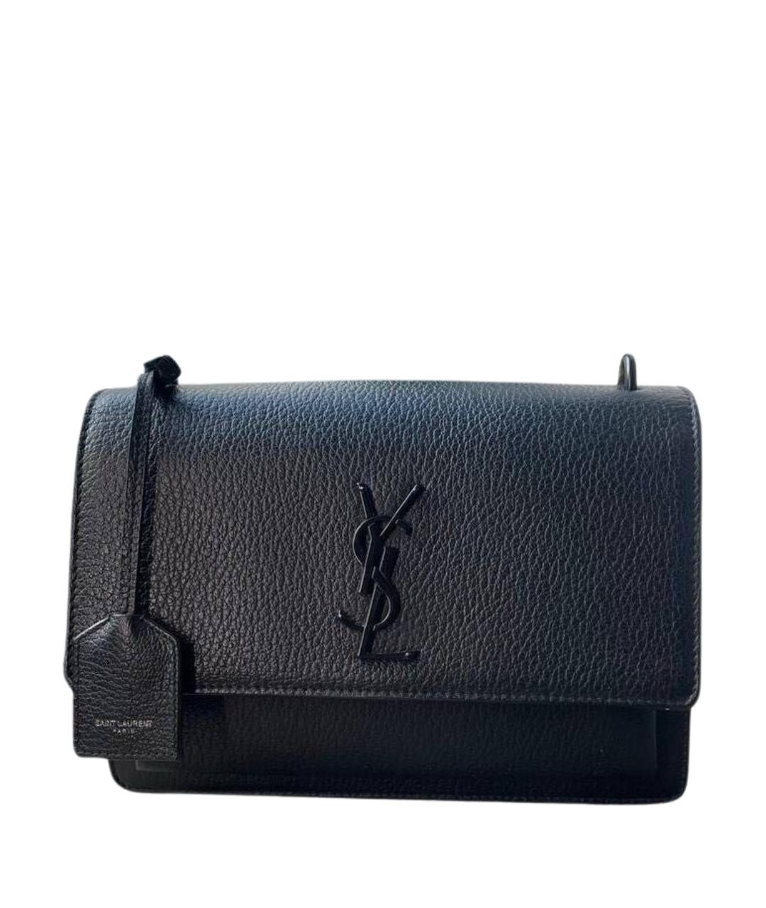 SAINT LAURENT Черная кожаная сумка через плечо, фото 1