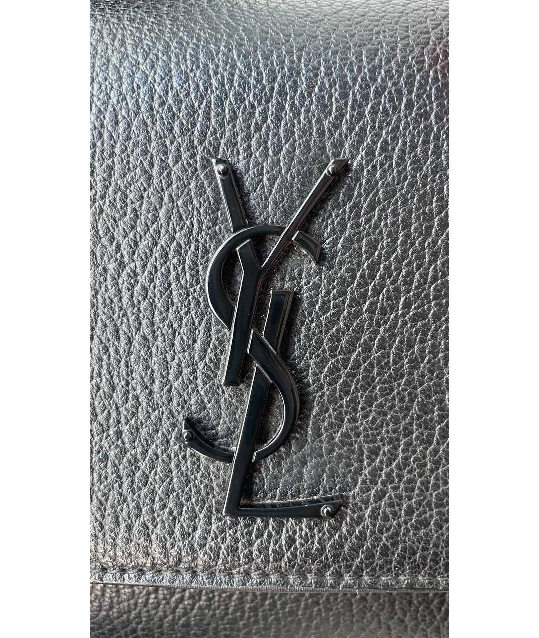 SAINT LAURENT Черная кожаная сумка через плечо, фото 5