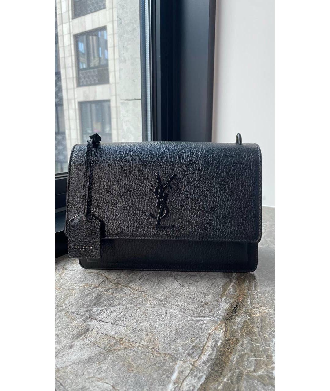 SAINT LAURENT Черная кожаная сумка через плечо, фото 9