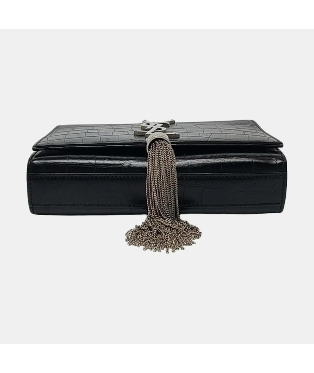 SAINT LAURENT Черная кожаная сумка через плечо, фото 4