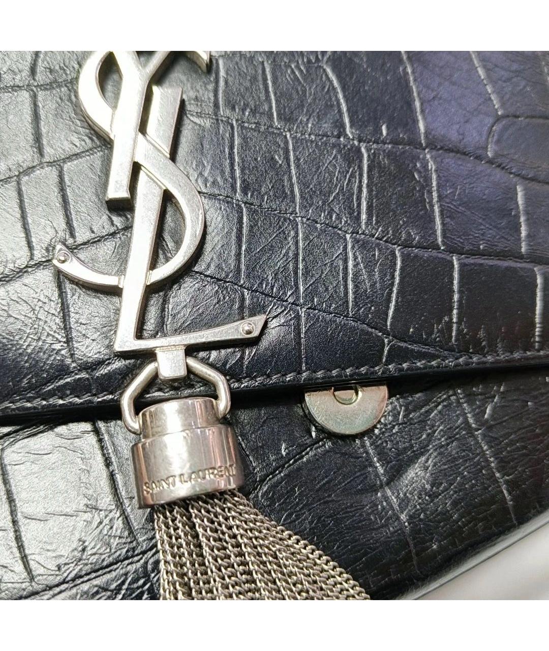 SAINT LAURENT Черная кожаная сумка через плечо, фото 6