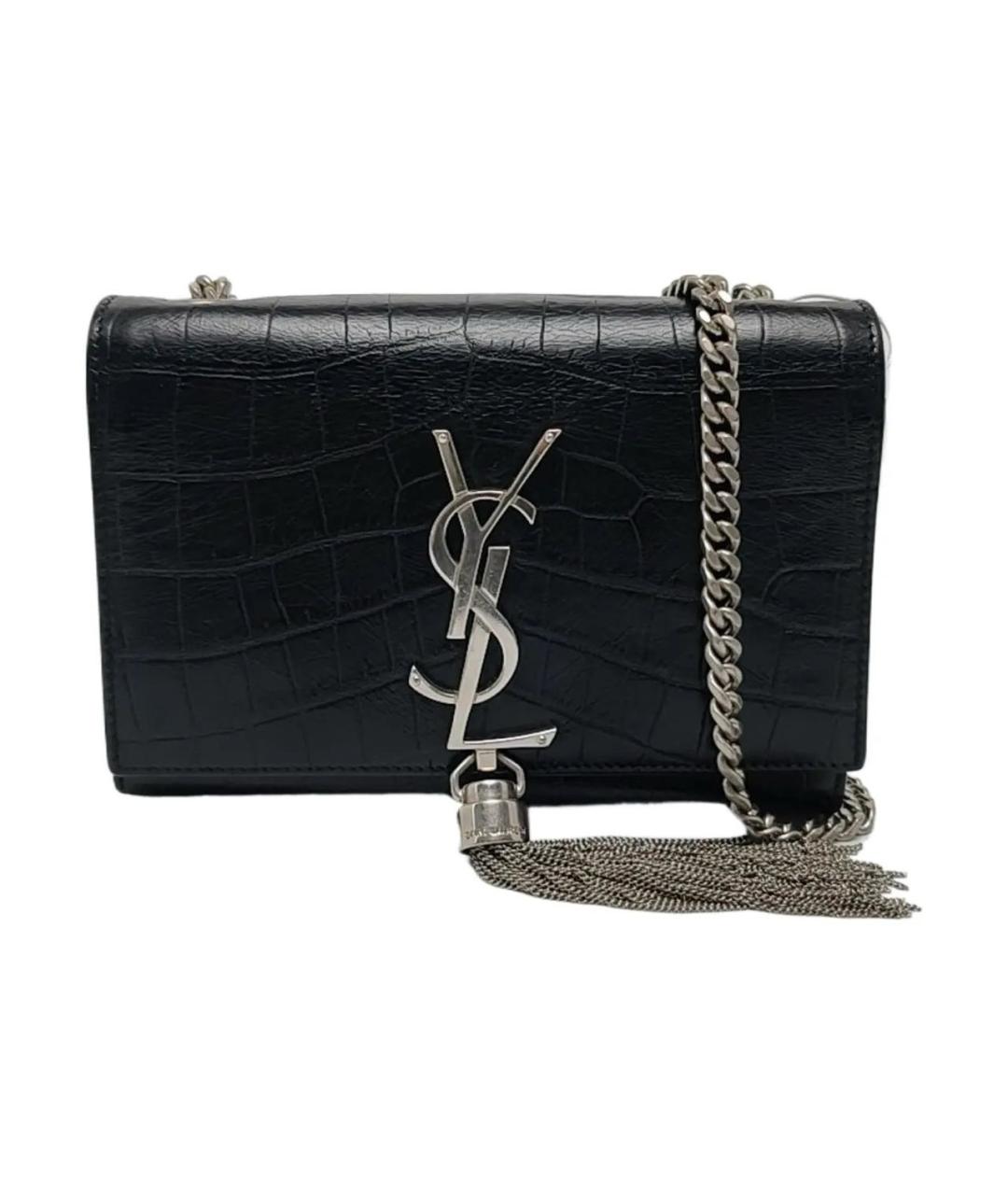 SAINT LAURENT Черная кожаная сумка через плечо, фото 9
