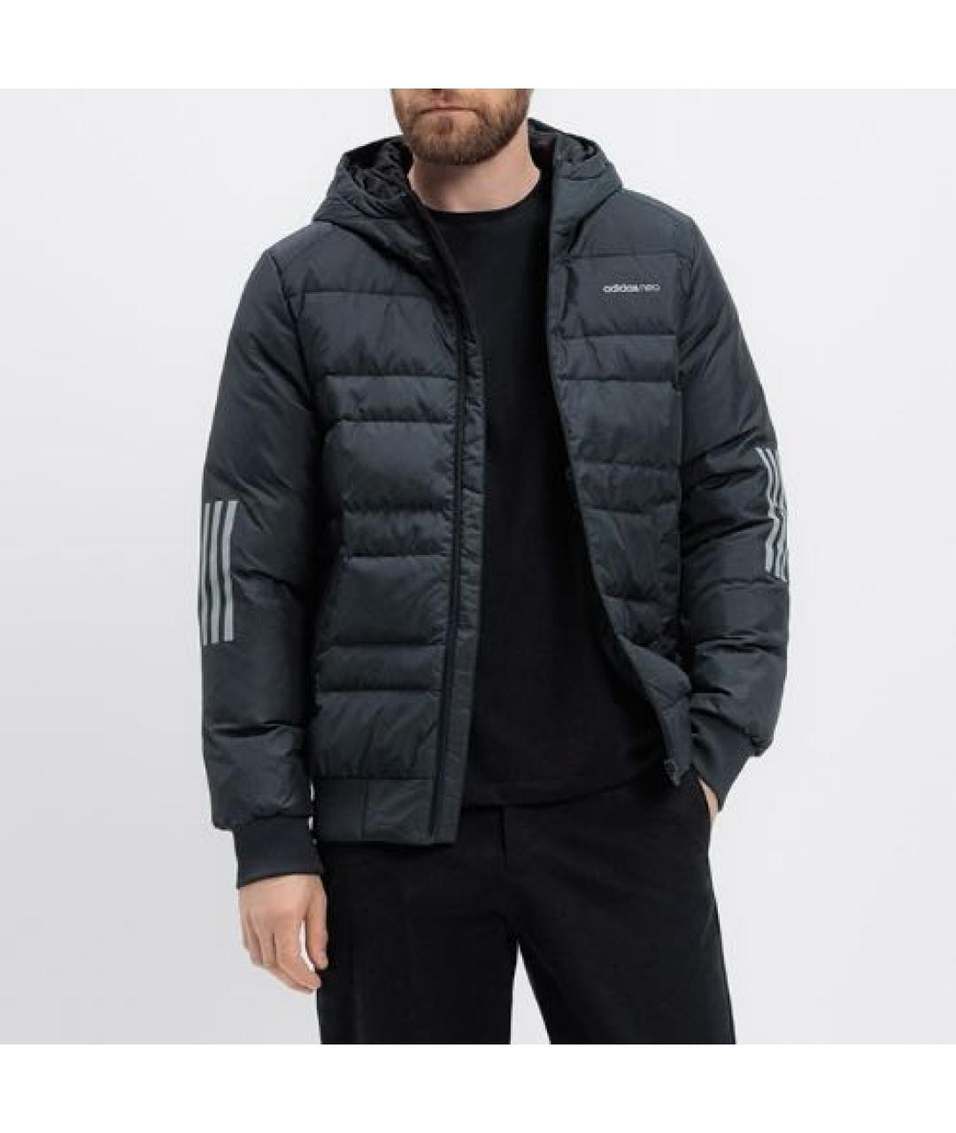 ADIDAS Черный полиэстеровый пуховик, фото 3