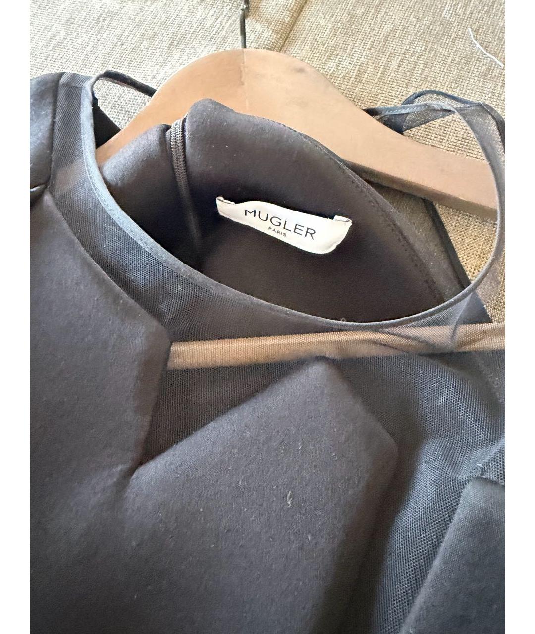 MUGLER Черное вискозное коктейльное платье, фото 5