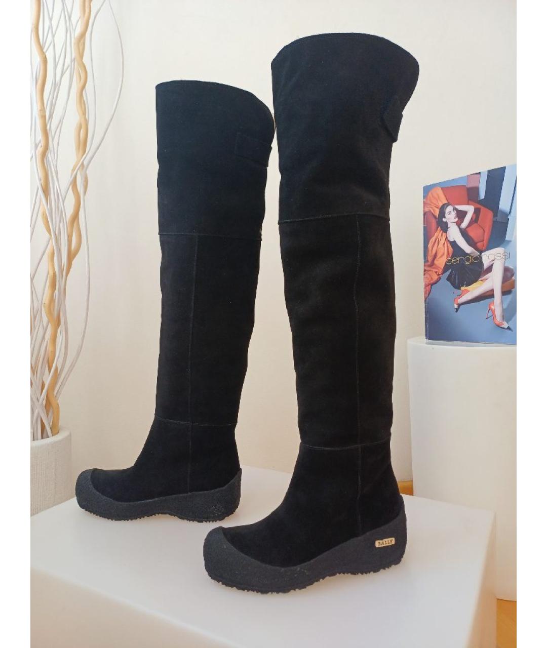 BALLY Черные замшевые ботфорты, фото 2