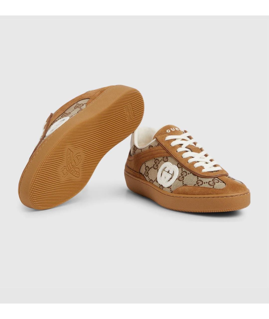 GUCCI Коричневые кожаные кеды, фото 3