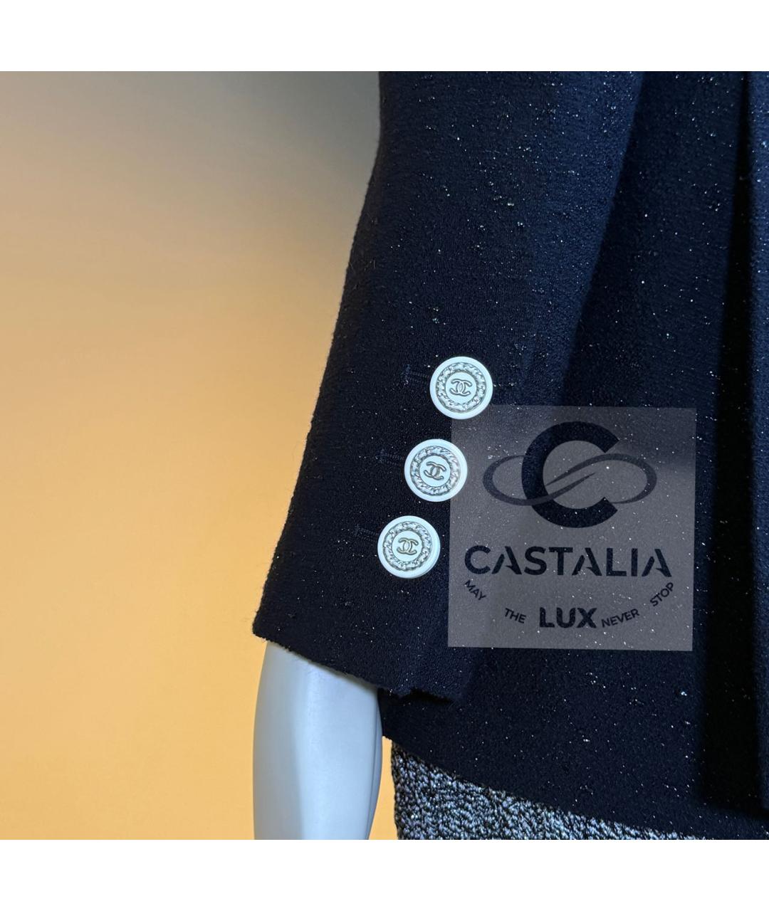 CHANEL Темно-синий твидовый жакет/пиджак, фото 7