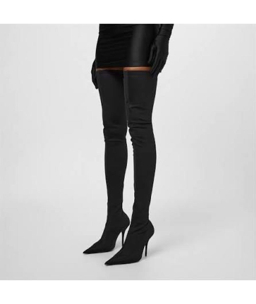 BALENCIAGA Черные текстильные ботфорты, фото 6