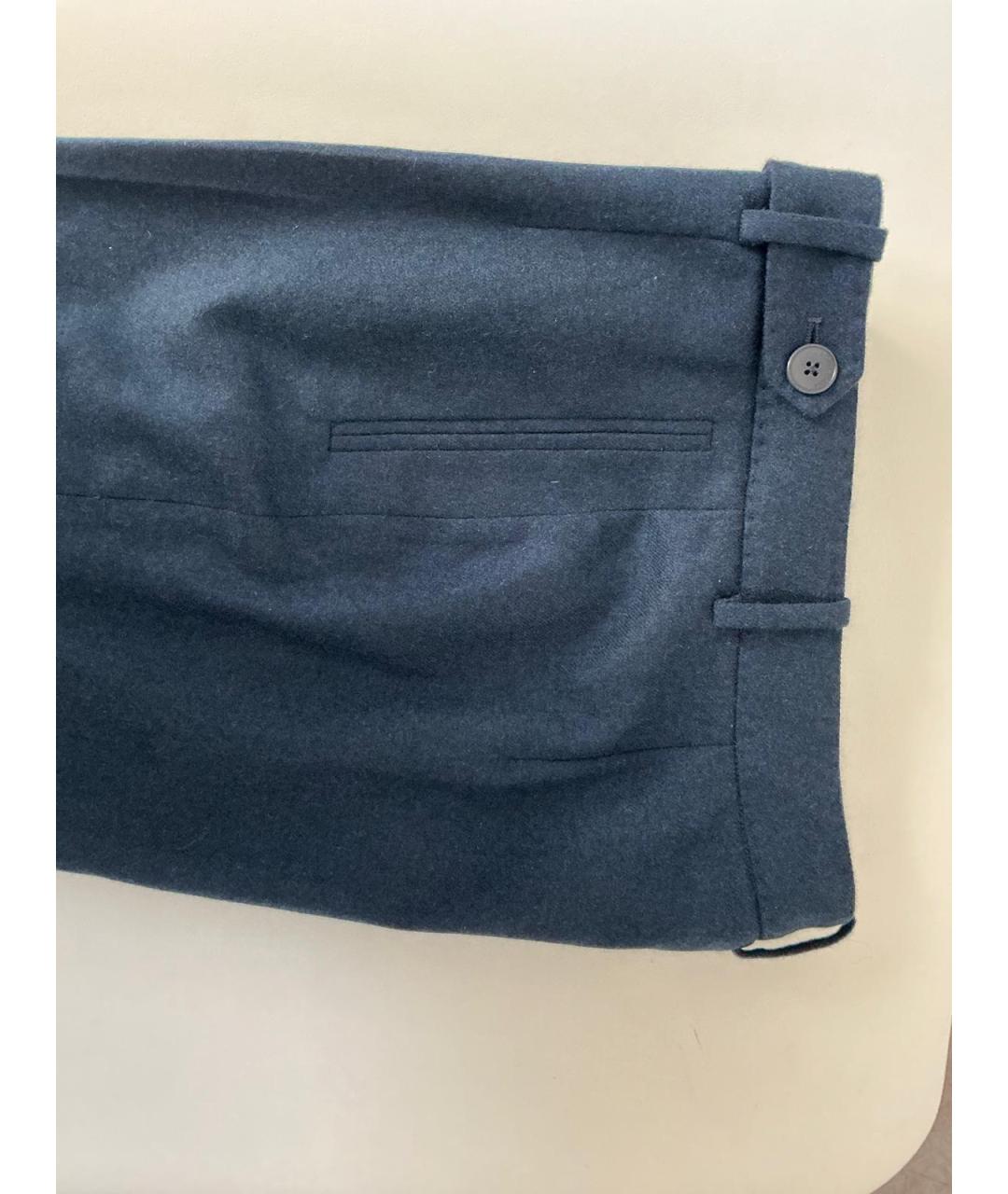 LORO PIANA Синие кашемировые прямые брюки, фото 3