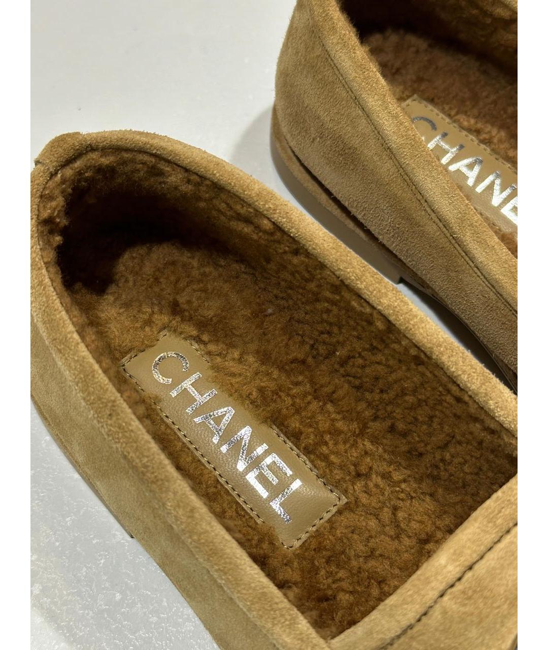CHANEL Бежевые замшевые лоферы, фото 3
