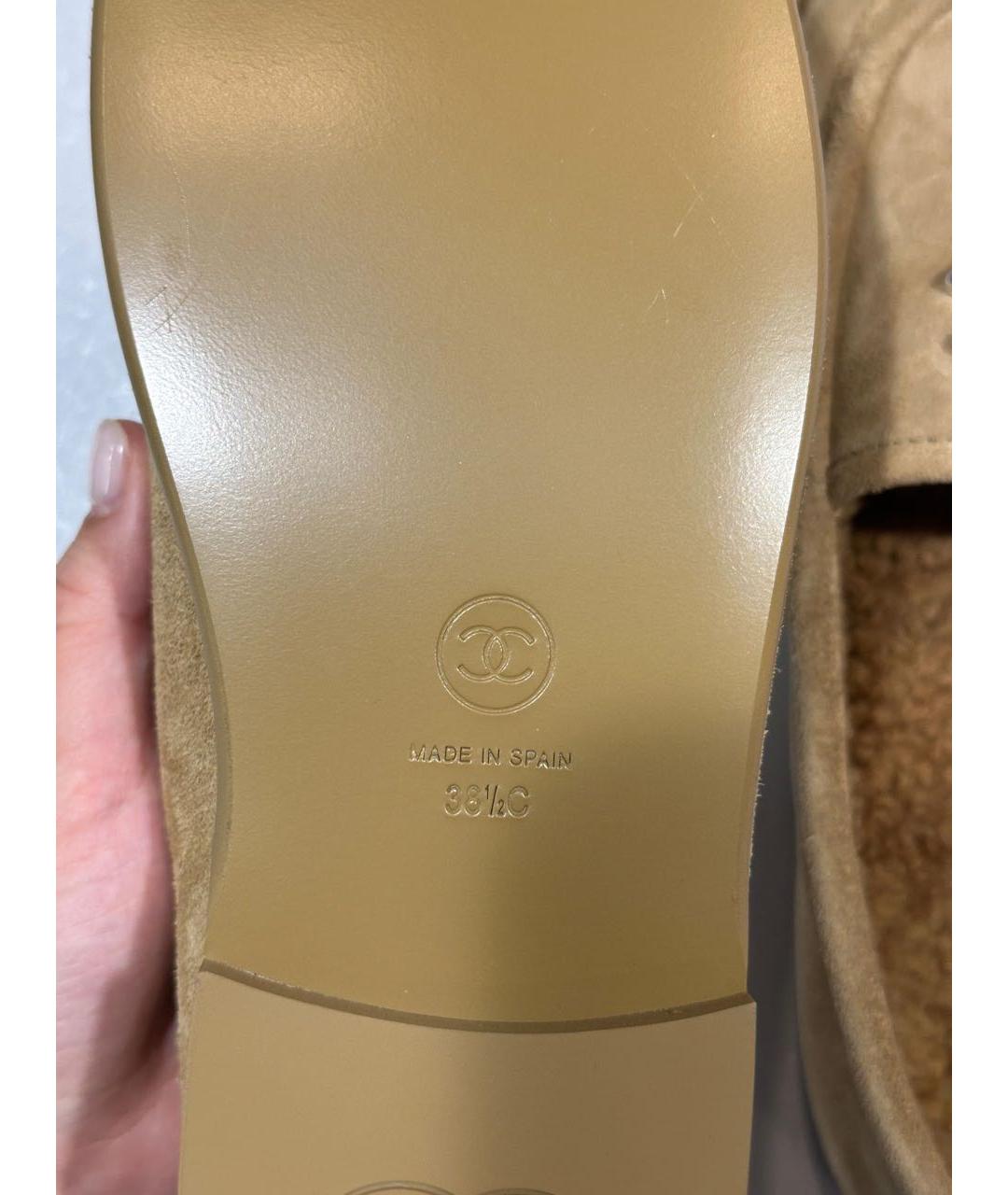 CHANEL Бежевые замшевые лоферы, фото 5