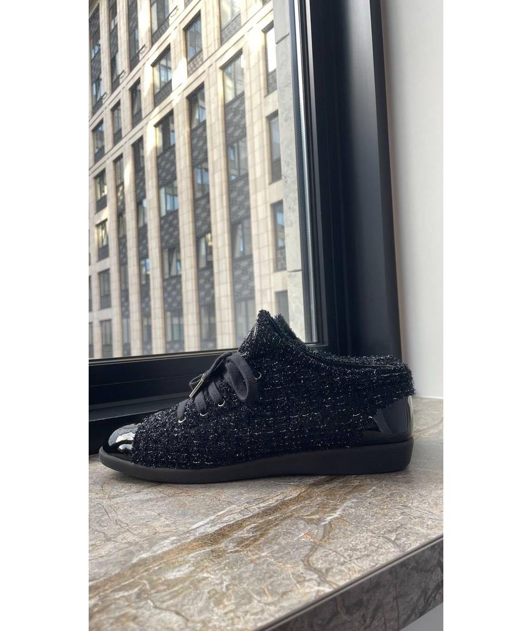 CHANEL Черные текстильные кеды, фото 6