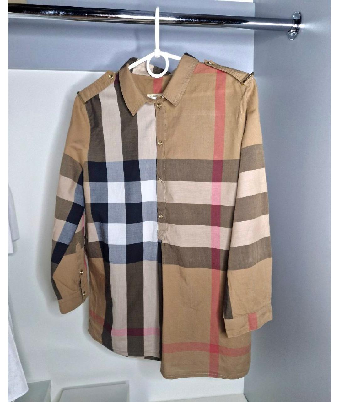 BURBERRY Бежевая хлопковая рубашка, фото 5