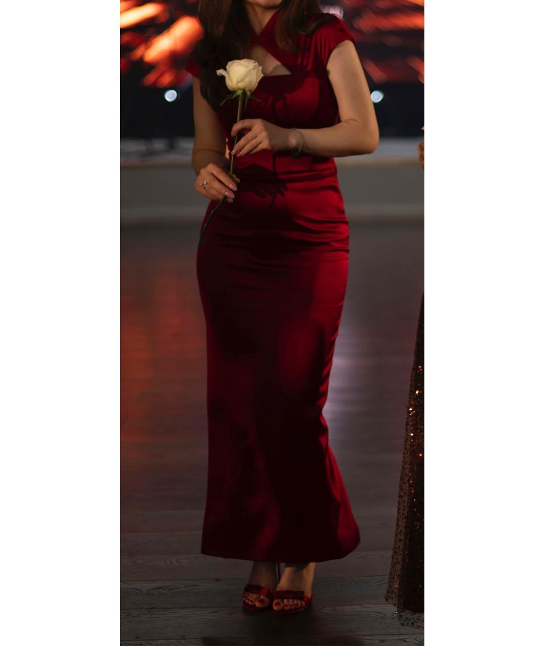 RASARIO Бордовое шелковое вечернее платье, фото 5