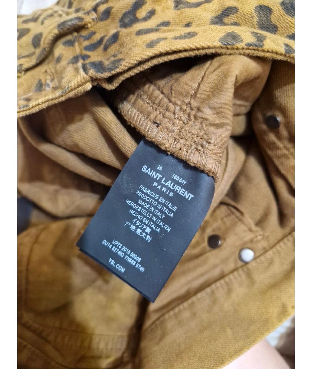 SAINT LAURENT Коричневые хлопковые джинсы слим, фото 4