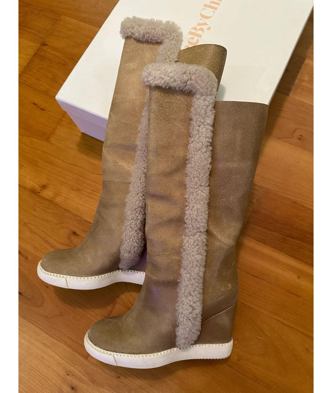 SEE BY CHLOE Бежевые замшевые сапоги, фото 5