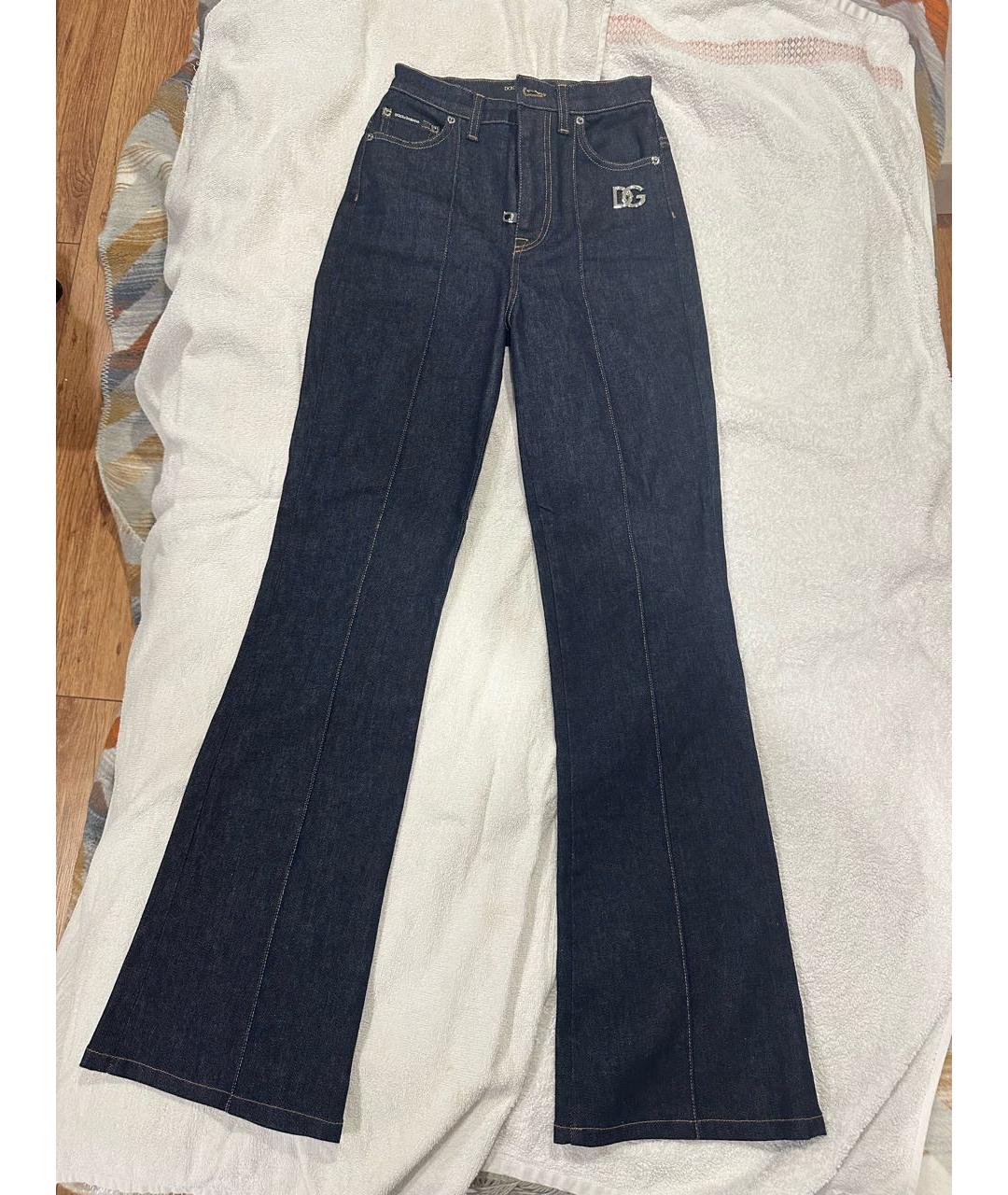 DOLCE&GABBANA Темно-синие хлопковые джинсы клеш, фото 6