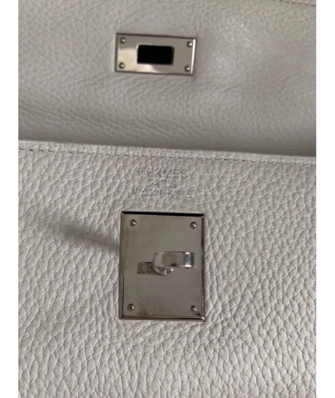 HERMES Белая кожаная сумка тоут, фото 3