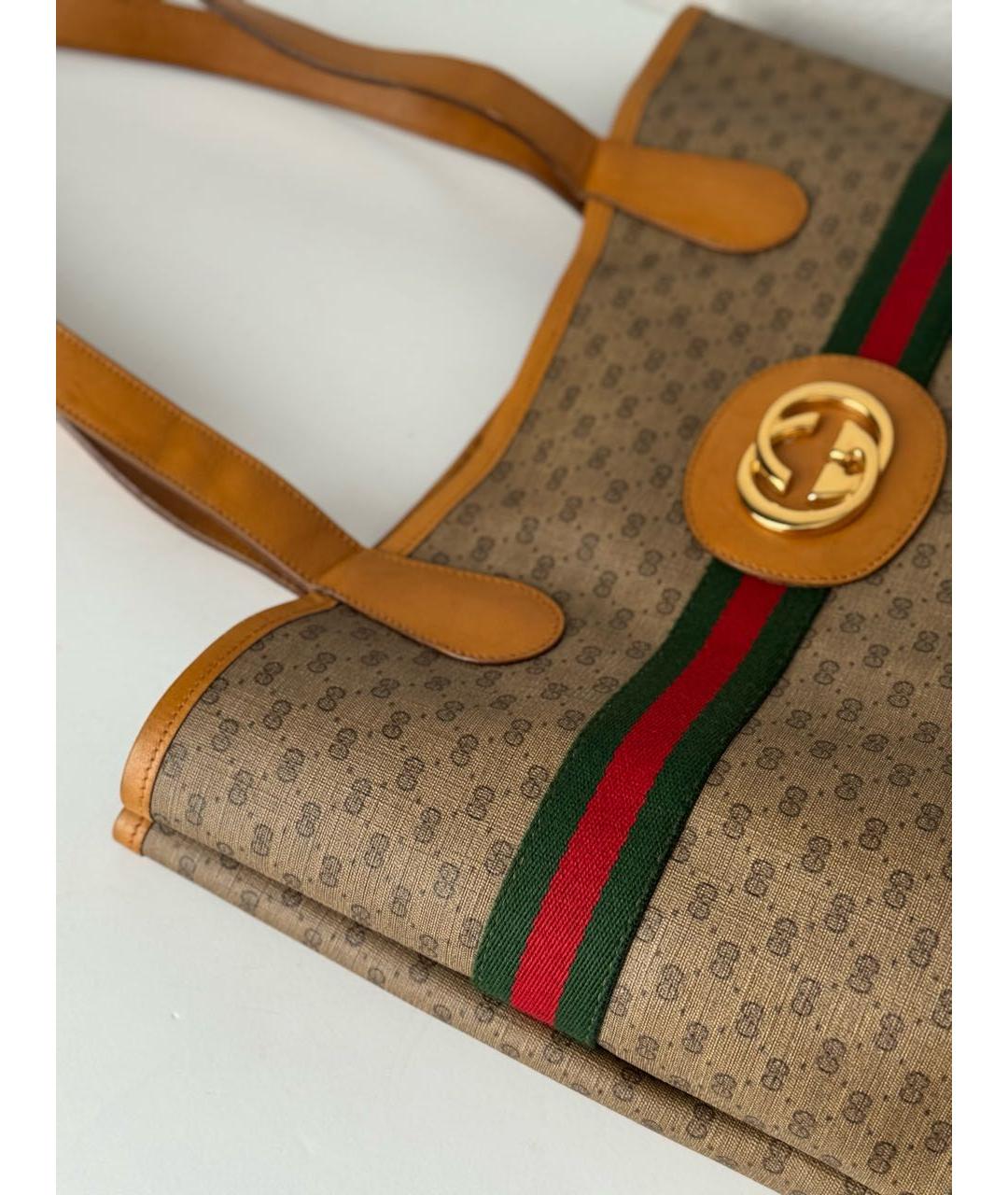 GUCCI Коричневая кожаная сумка тоут, фото 3