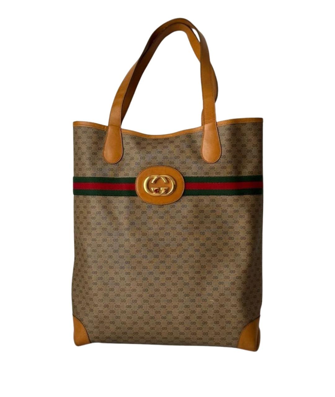 GUCCI Коричневая кожаная сумка тоут, фото 1