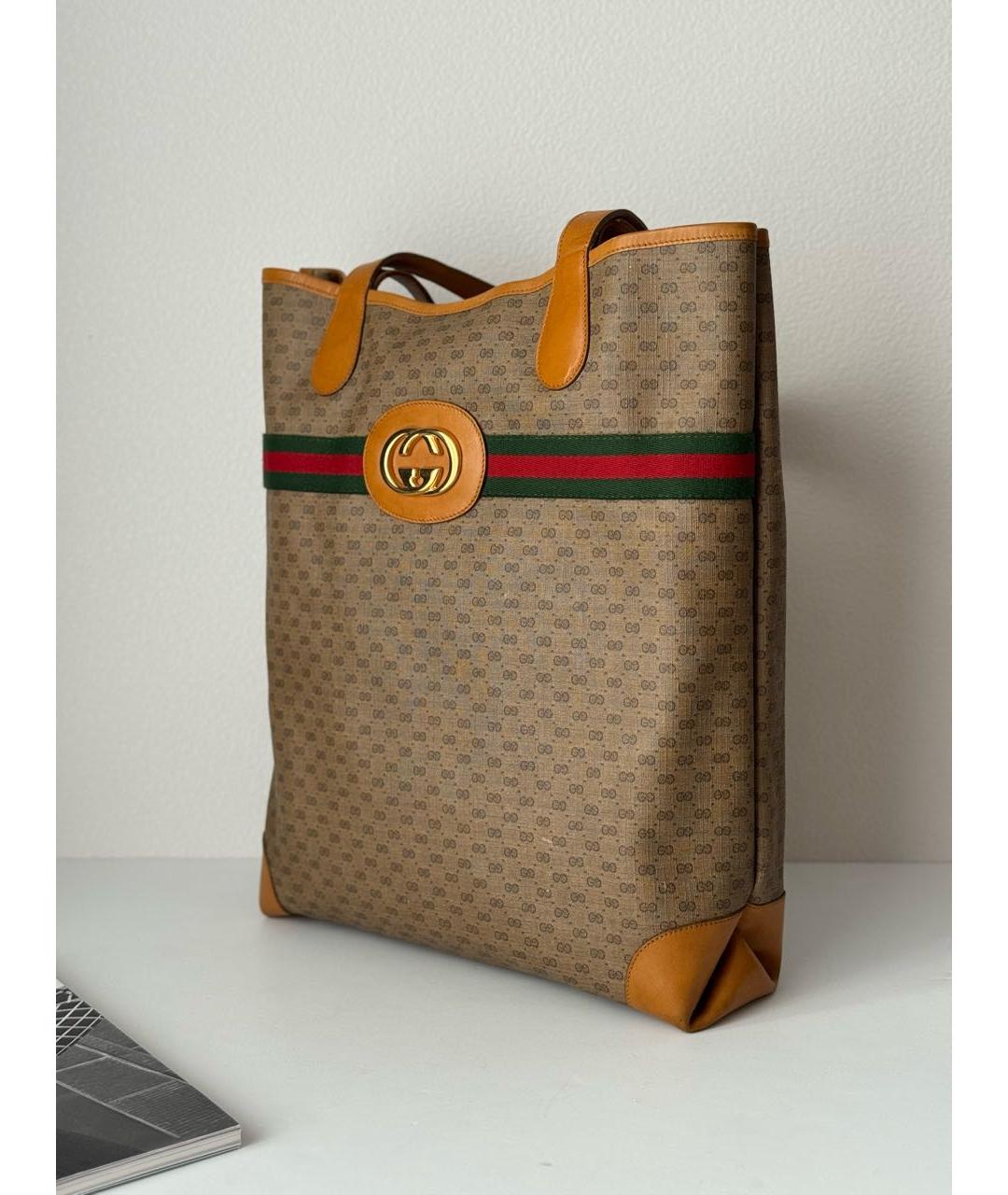 GUCCI Коричневая кожаная сумка тоут, фото 2