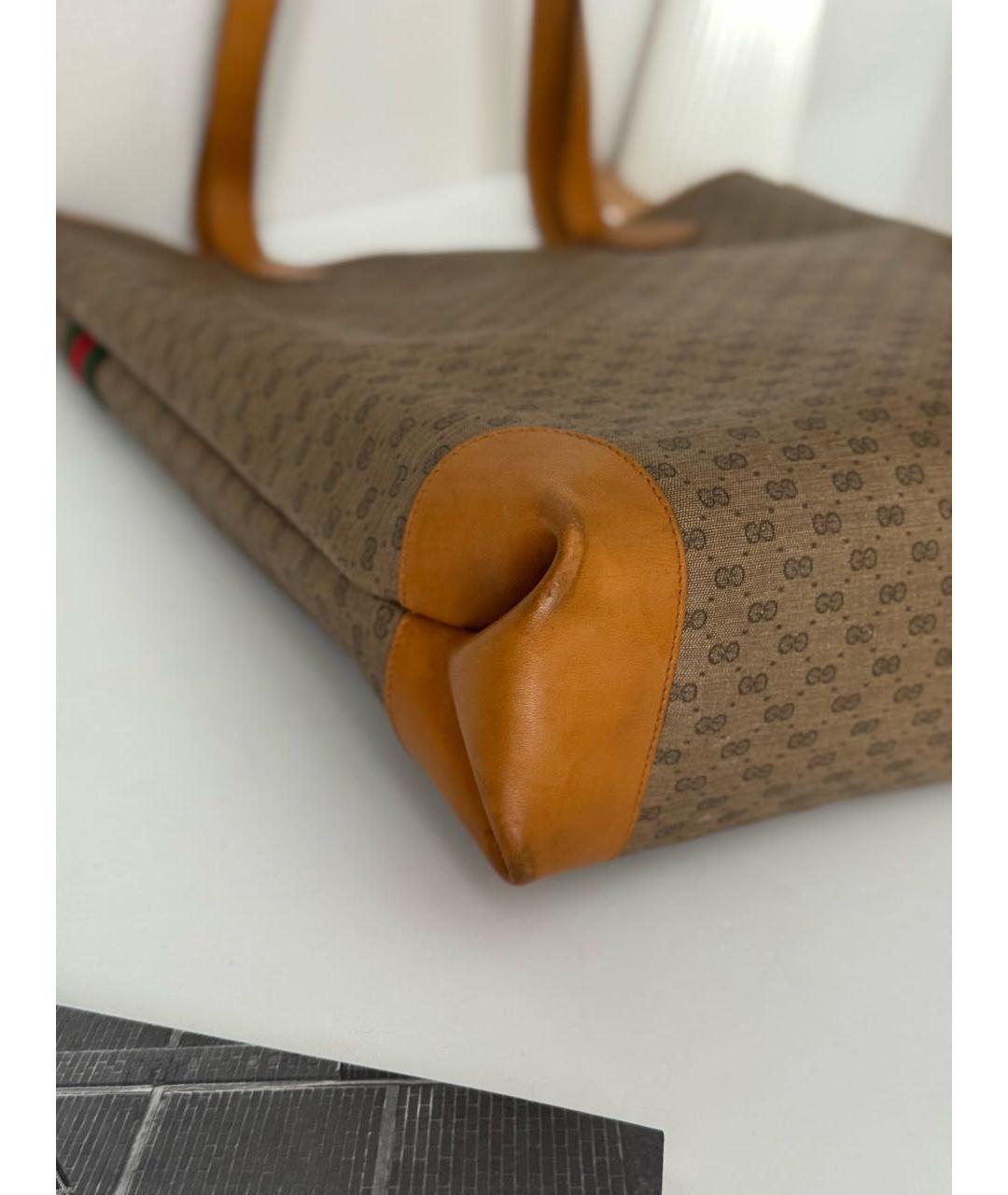 GUCCI Коричневая кожаная сумка тоут, фото 5