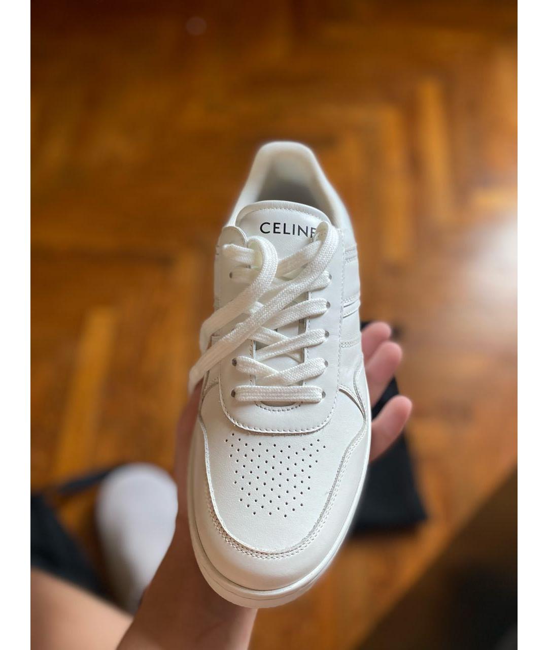 CELINE Белые кожаные кеды, фото 3