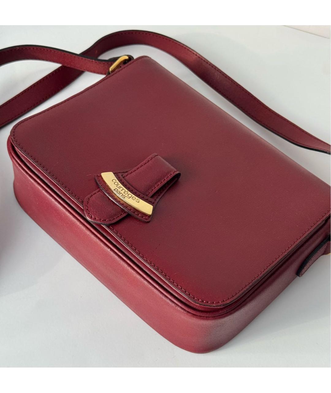 COURREGES Бордовая кожаная сумка через плечо, фото 3