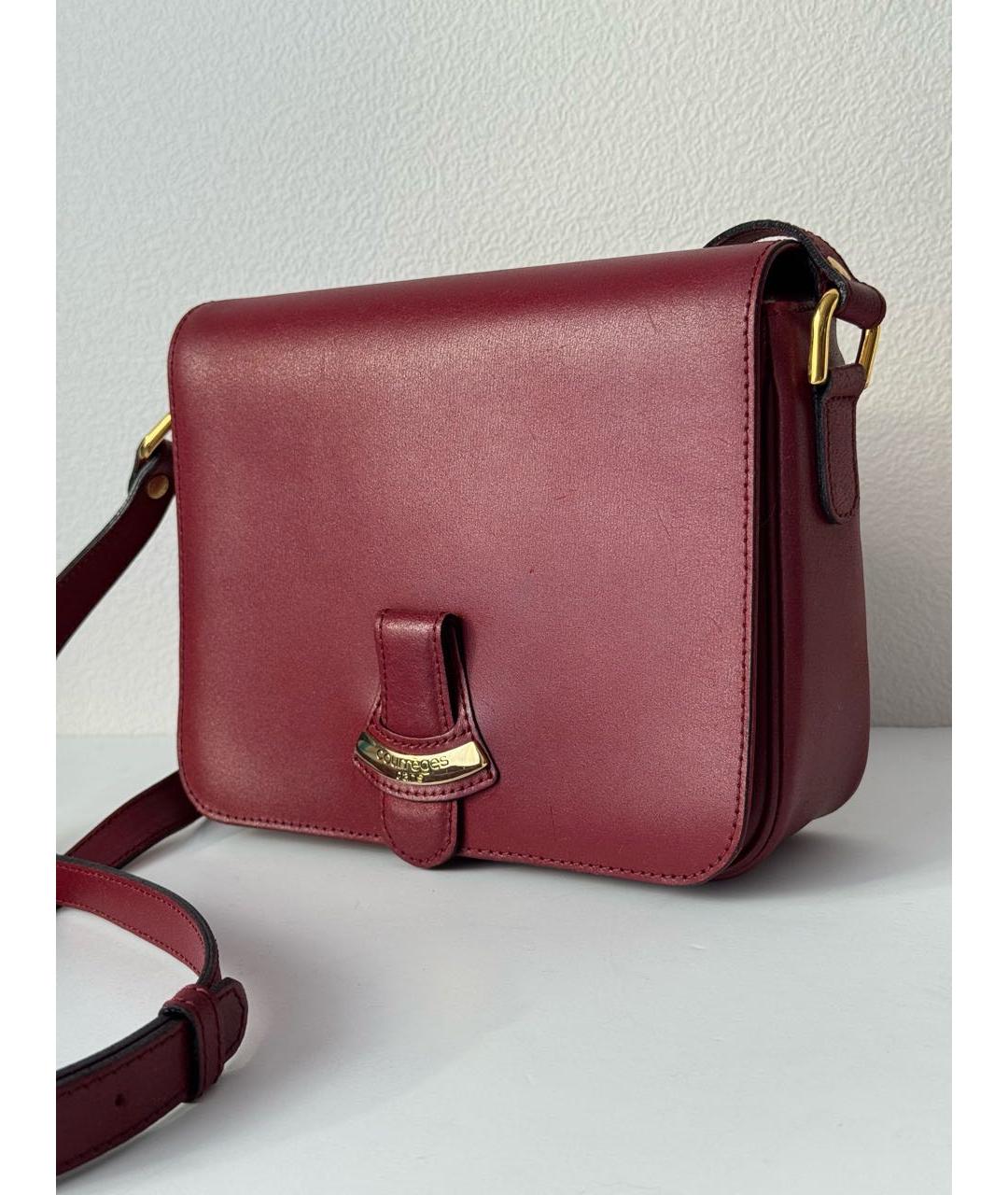 COURREGES Бордовая кожаная сумка через плечо, фото 2