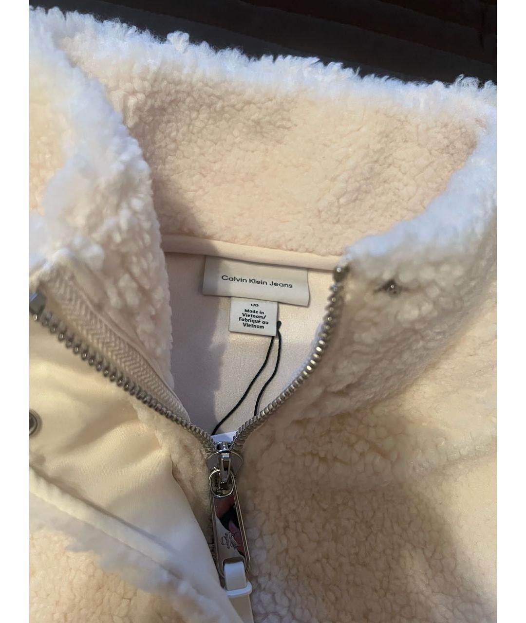 CALVIN KLEIN Белая синтетическая шуба, фото 3